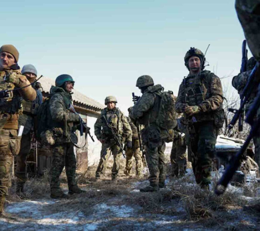 Ukrainian service members of the 68th Jaeger Brigade named after Oleksa Dovbush attend military exercises at a training ground, amid Russia's attack on Ukraine, in Dnipropetrovsk region, Ukraine.