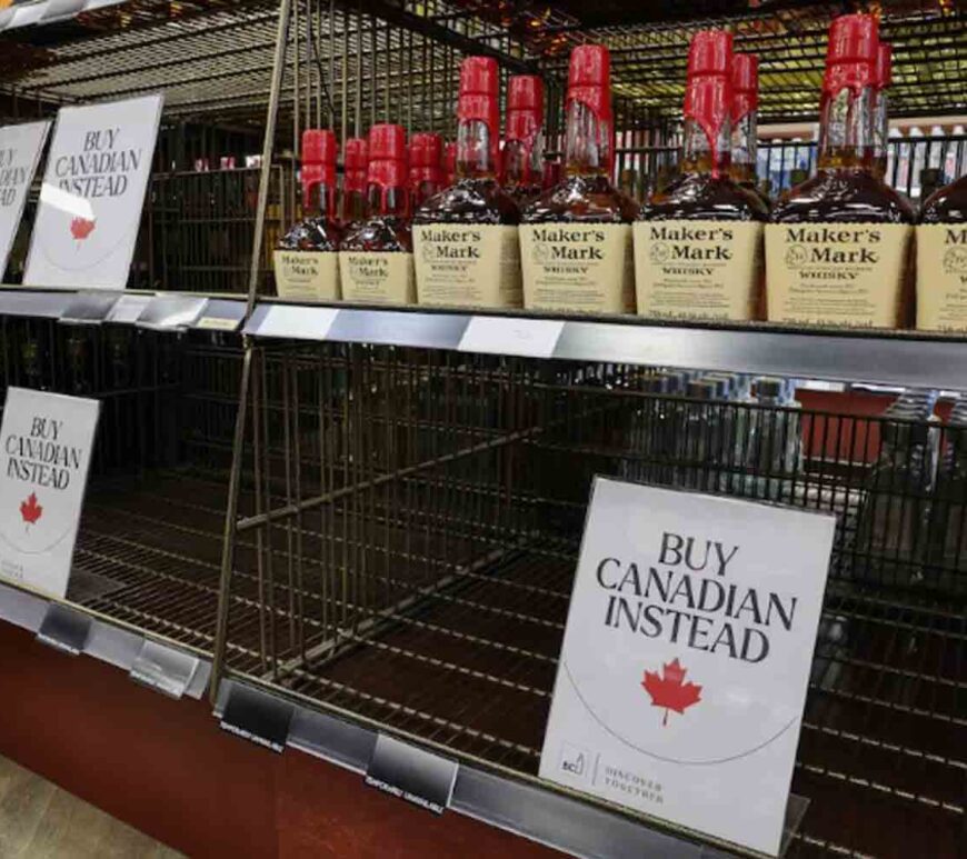 A liquor store in Vancouver, British Columbia after Trump's tariff announcement.