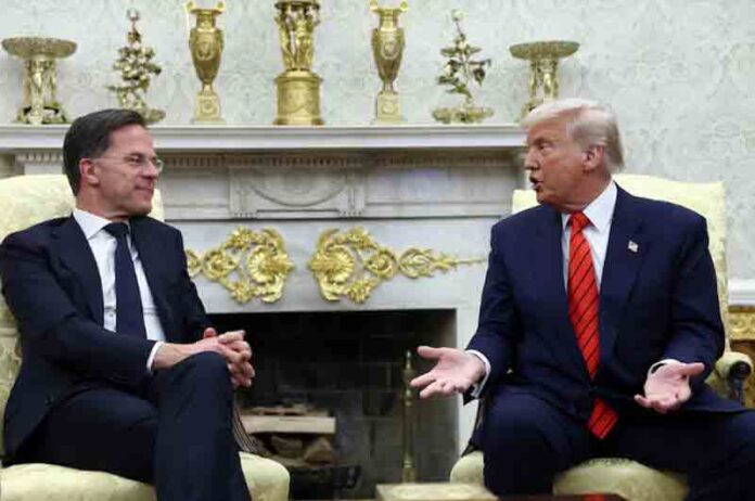 U.S. President Donald Trump meets NATO Secretary General Mark Rutte, in the Oval Office at the White House in Washington, D.C., U.S.