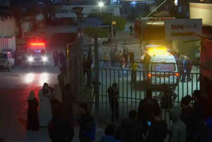 Injured Palestinians are transported to Nasser hospital following Israeli strikes, in Khan Younis in the southern Gaza
