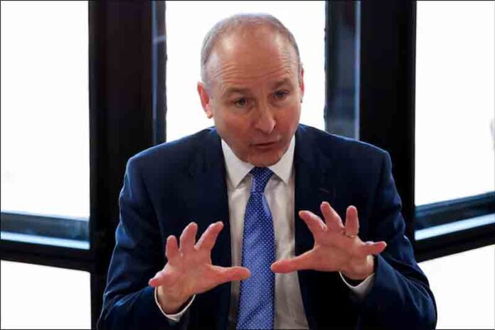 Ireland's Taoiseach (Prime Minister) Micheal Martin attends a business roundtable with British Prime Minister Keir Starmer (not pictured) at the UK-Ireland Summit in Liverpool, Britain.