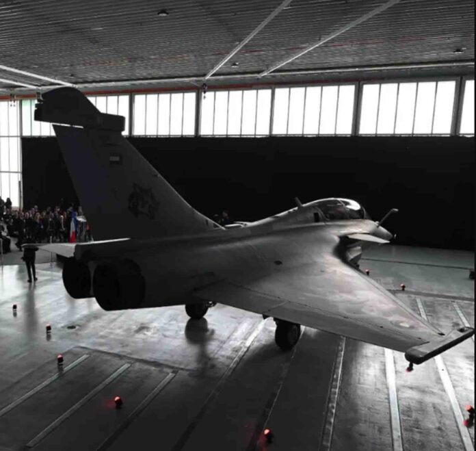 The first UAE's Rafale F4 fighter jet as unveiled by Dassault Aviation recently