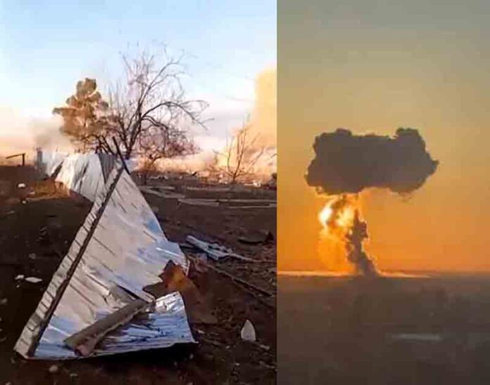 A view of smoke rising from Engels airbase, in the course of Russia-Ukraine conflict, in Engels, Saratov Region, Russia.