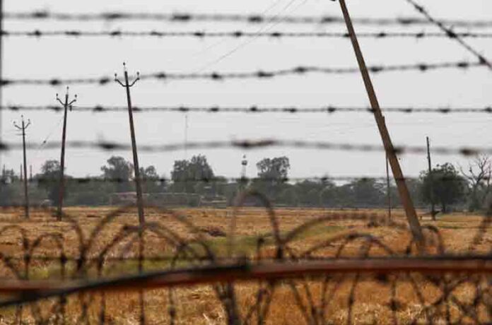 A Pakistan flag is seen on Pakistan Rangers' Post near the Attari-Wagah border crossing