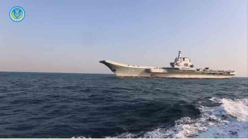 Chinese-aircraft-carrier-Shandong Chinese aircraft carrier Shandong is seen in this screenshot taken from a video released by the Eastern Theatre Command of China's People's Liberation Army (PLA) .