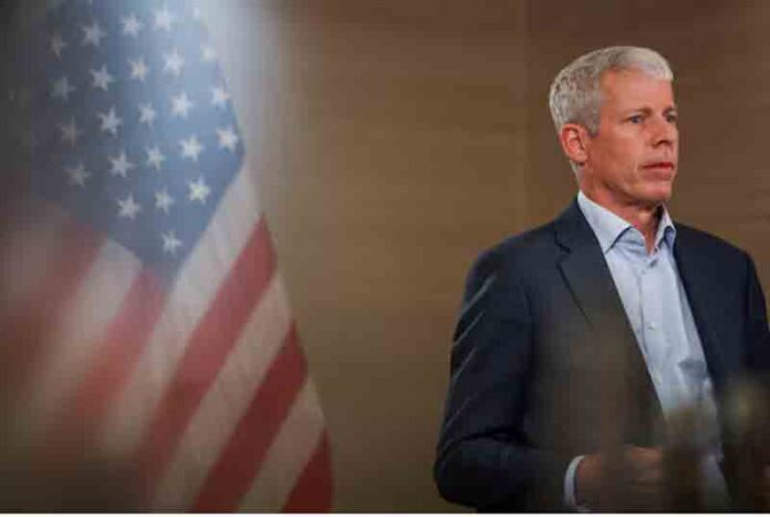 U.S. Secretary of Energy, Chris Wright, attends an interview with Reuters, in Abu Dhabi, United Arab Emirates.