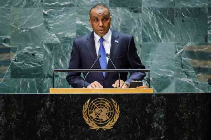 Hamza-Abdi-Barre Somalia's Prime Minister Hamza Abdi Barre addresses the 78th Session of the U.N. General Assembly in New York City, U.S.