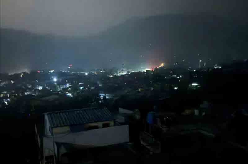 City view during the blackout, after India's strikes in Muzaffarabad, in Pakistan-administrated Kashmir.