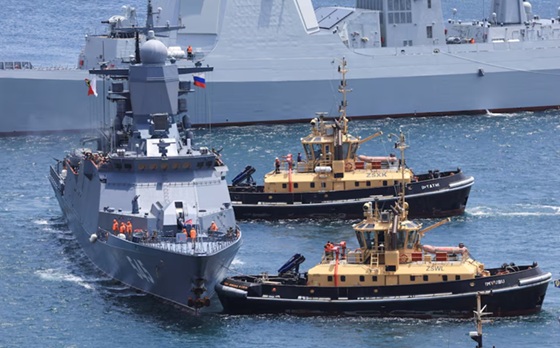 Russian vessel arrives at the Simon's Town Naval base ahead of the BRICS Plus countries joint naval exercise.