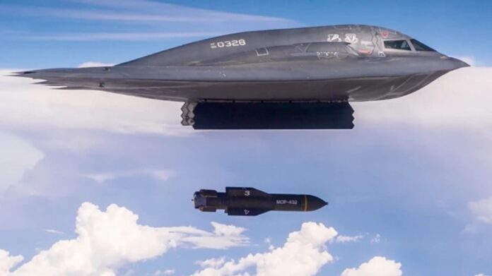 US B2bomber deliver GBU57 Massive Ordnance Penetrator