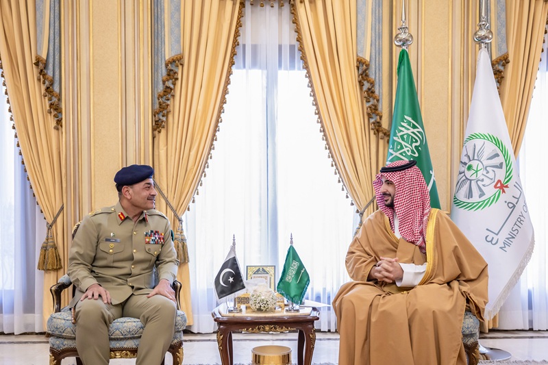 Field Marshal Syed Asim Munir, Chief of Army Staff and Chief of Defence Forces (CDF) of Pakistan, called on Khalid Bin Salman, Minister of Defence, Kingdom of Saudi Arabia.