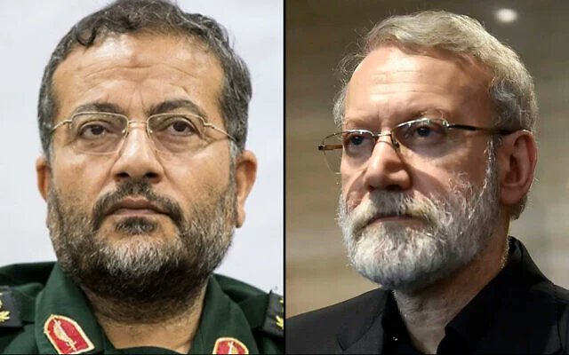 Ali Larijani and Basij Commander Gholamreza Soleimani