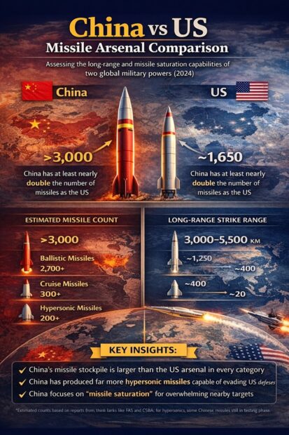 China vs US Missile Arsenal Comparison