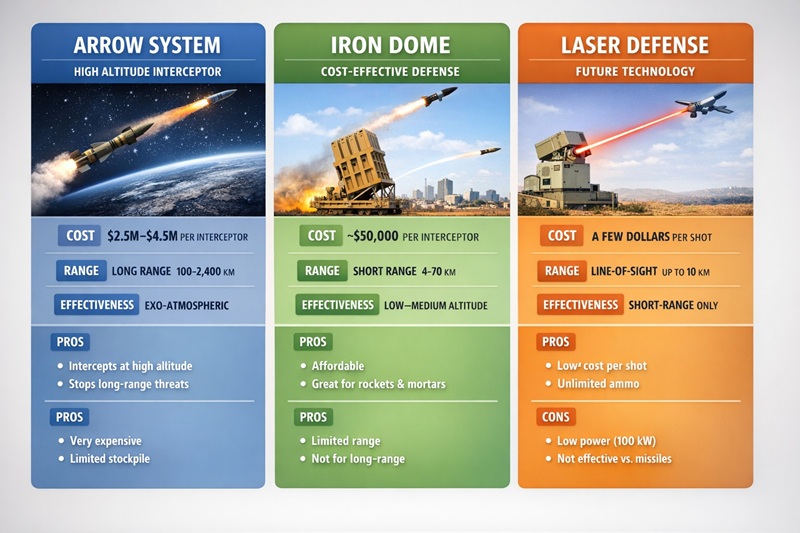 infographic (Arrow vs Iron Dome vs Laser)