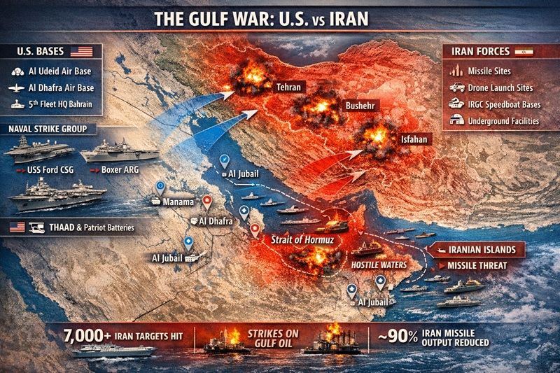 Gulf conflict map: U.S. vs Iran