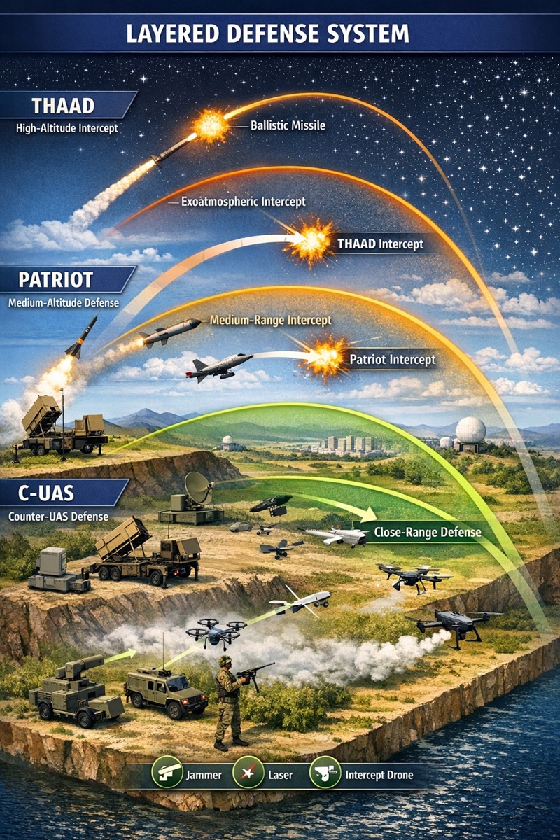 Layered air defense system diagram