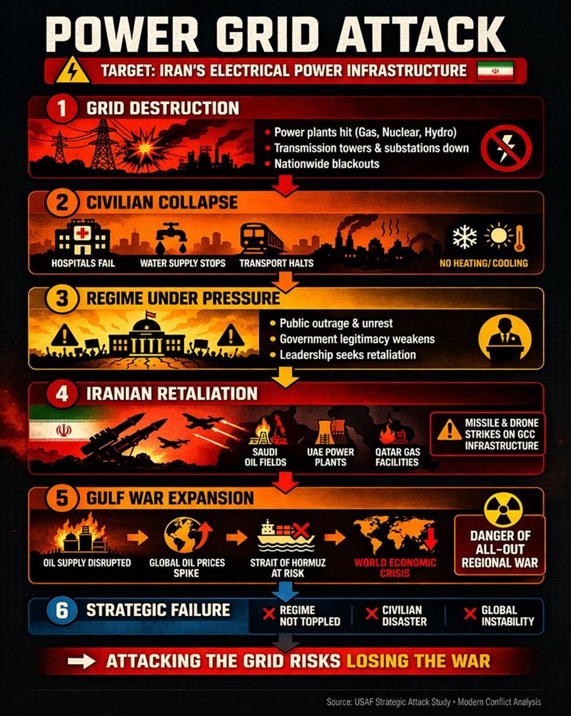 Power grid attack escalation infographic