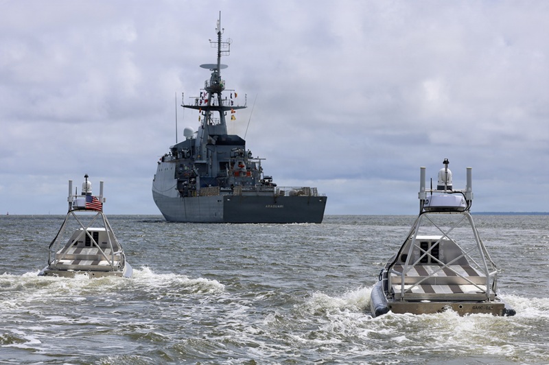 Global Autonomous Reconnaissance Crafts (GARC) participate in a live robotic and autonomous systems (RAS) demonstration with Commander, Task Force (CTF) 66 during Exercise Obangame Express 2026 in Douala, Cameroon. Obangame Express is one of three regional maritime exercises led by US Navy as part of a comprehensive strategy to provide collaborative opportunities to African forces and international partners to address maritime security concerns.