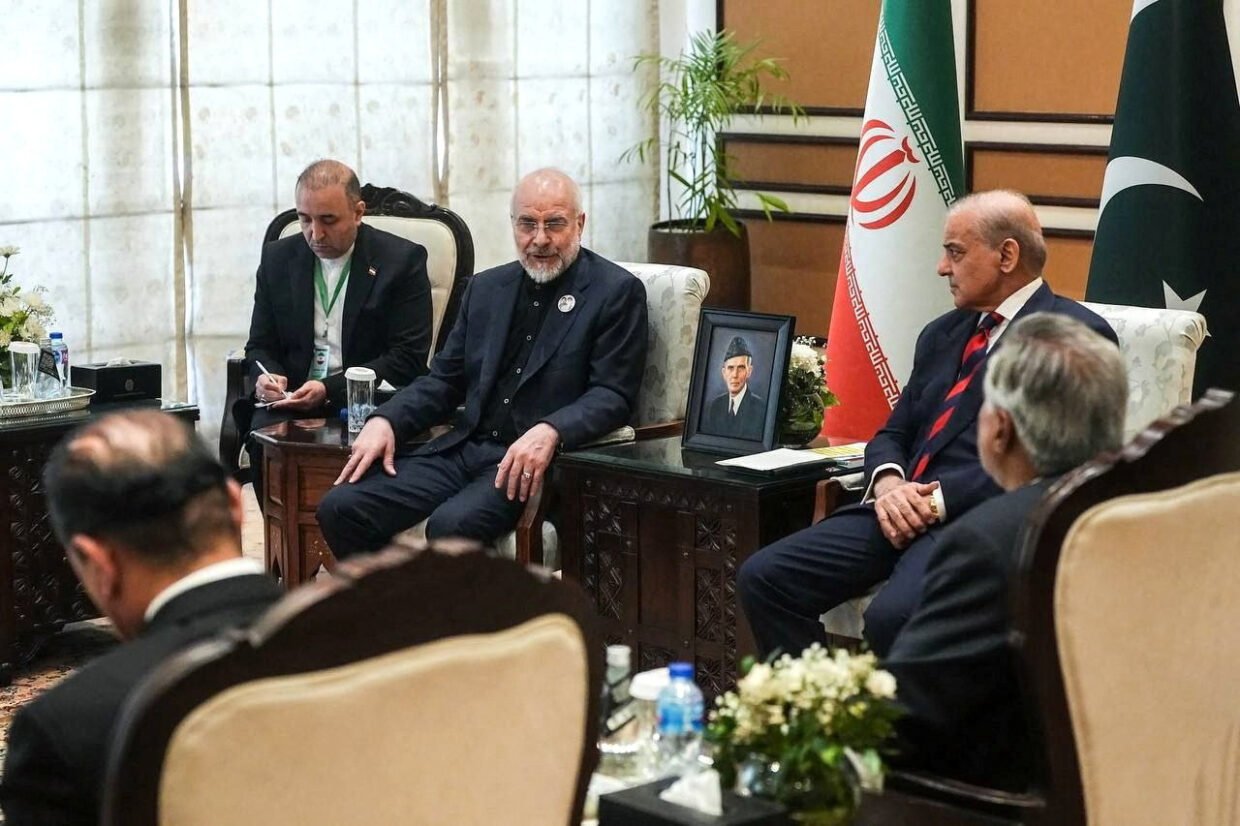 Pakistani Prime Minister Shehbaz Sharif meets with Iranian Parliament Speaker Mohammad Bagher Ghalibaf in Islamabad, Pakistan, April 11, 2026. Pakistan's Prime Minister Office