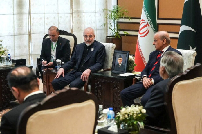 Pakistani Prime Minister Shehbaz Sharif meets with Iranian Parliament Speaker Mohammad Bagher Ghalibaf in Islamabad, Pakistan, April 11, 2026. Pakistan's Prime Minister Office