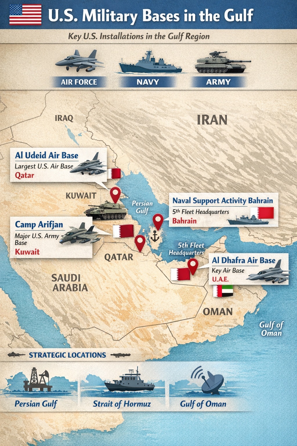 US military bases in the Gulf