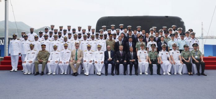commissioning of hangor class submarine Pakistan Navy Commissioned 1st HANGOR Class Submarine PNS/M HANGOR at Sanya China. President Asif Ali Zardari graced the occasion as Chief Guest, CNS Adm Naveed Ashraf was also present at the ceremony.