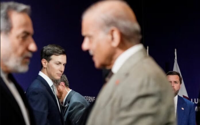swiss talks Jared Kushner and Steve Witkoff of the US-Delegation at Lake Lucerne Summit at the Buergenstock resort in Obbuergen, near Lucerne, Switzerland, Sunday, June 21, 2026.