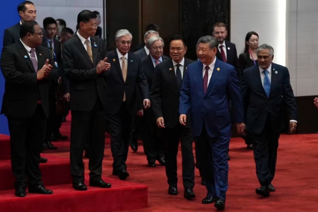 Chinese leader Xi Jinping joins the opening ceremony for the World AI Conference in Shanghai on July 17.