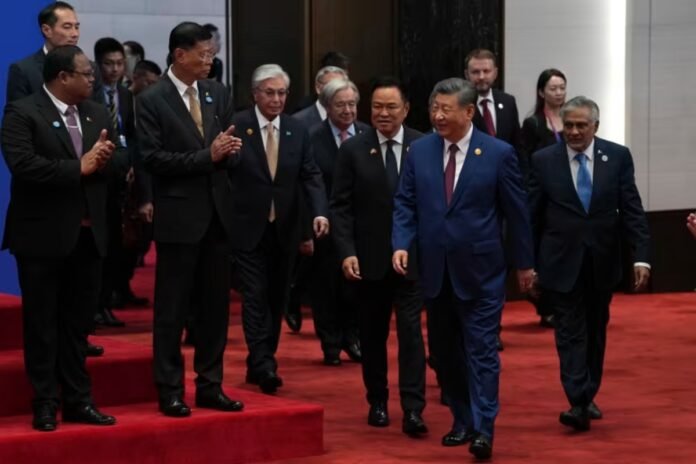 Chinese leader Xi Jinping joins the opening ceremony for the World AI Conference in Shanghai on July 17.